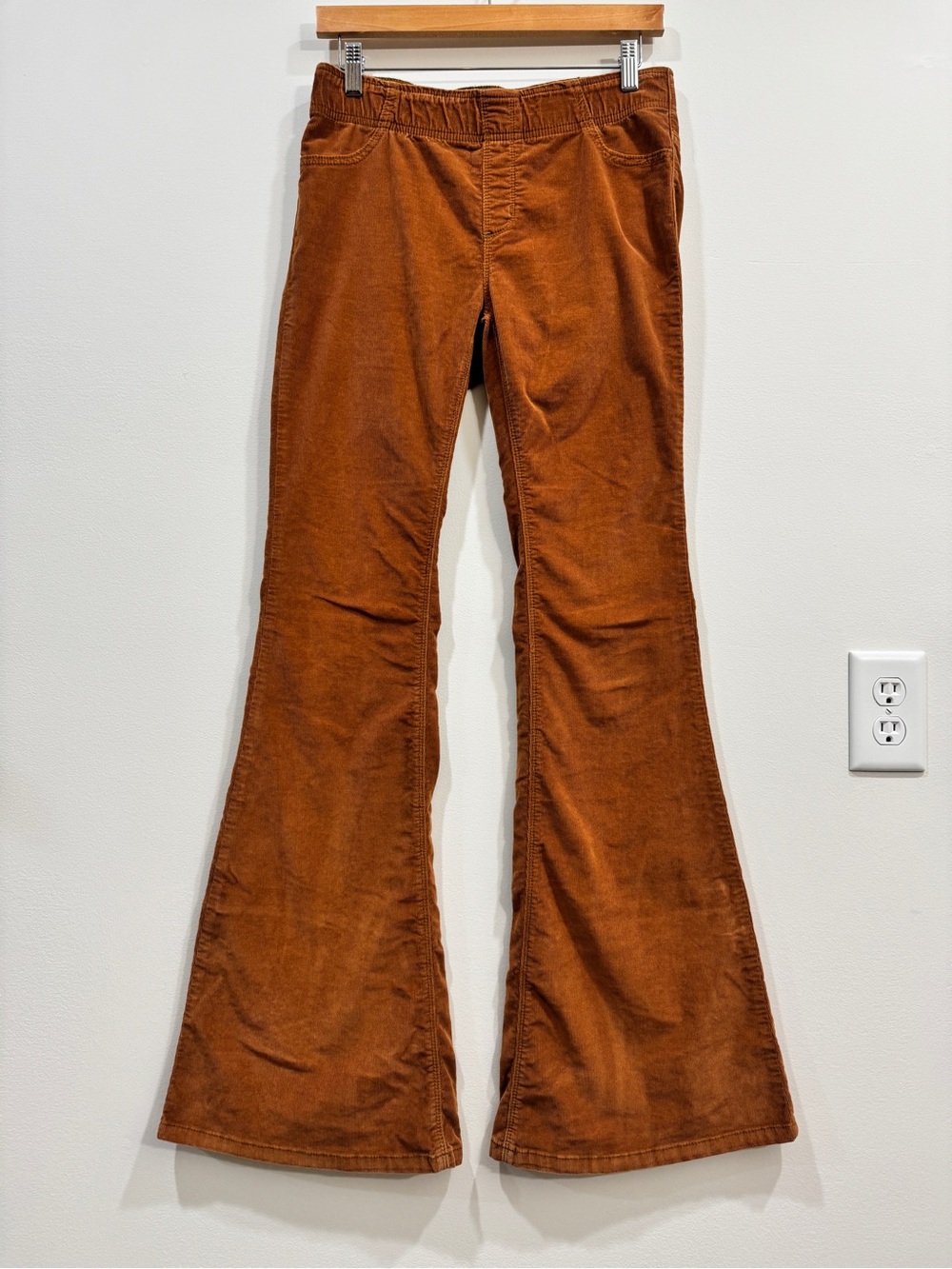 Free People Cognac Corduroy Flare Pull-On Pants W28